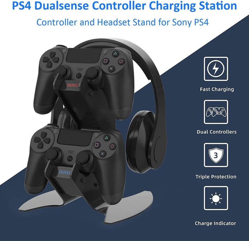 DOYO PS4 Controller Charger Dock Station, USB PS4 Controller Charging Dock, Charging Station with Fast-Charging Port and LED Indicators for PlayStation 4, Slim, and Pro Controllers - Image 2
